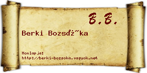 Berki Bozsóka névjegykártya